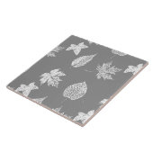 Autumn bladeren - zilvergrijs en wit tegeltje (Zijkant)
