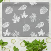 Autumn bladeren - zilvergrijs en wit theedoek (Gevouwen)