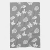 Autumn bladeren - zilvergrijs en wit theedoek (Verticaal)