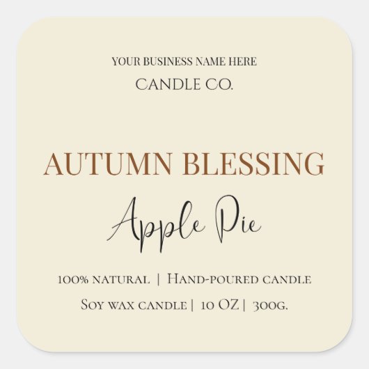 Autumn Blessing Apple Pie | Fall Candle Label  (Voorkant)