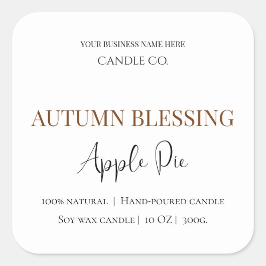 Autumn Blessing Apple Pie | Fall Candle Label  (Voorkant)
