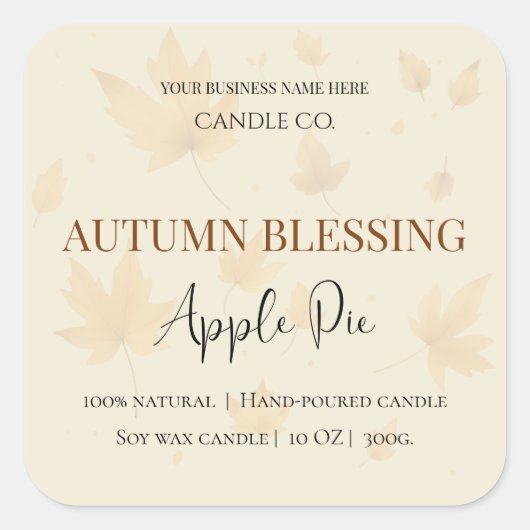 Autumn Blessing Apple Pie | Fall Candle Label  (Voorkant)