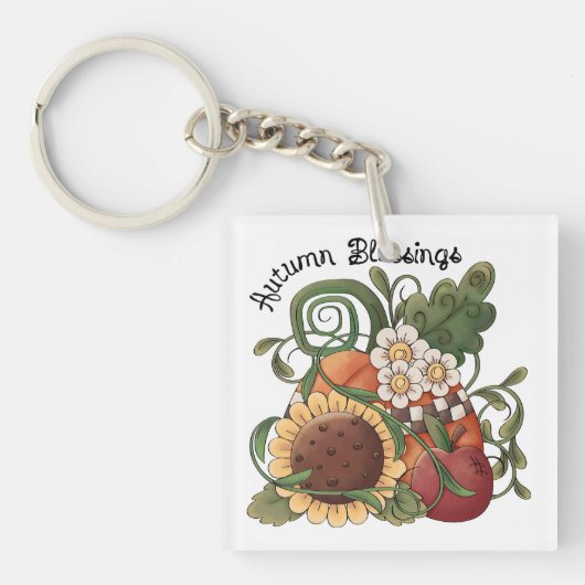 Autumn Blessings Herfst Harvest Sleutelhanger (Voorkant)