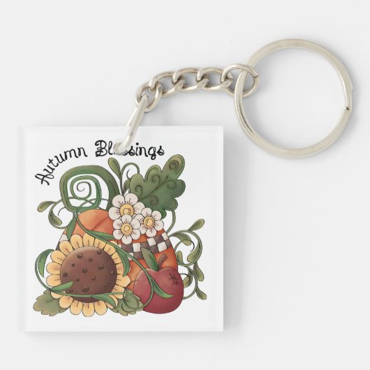 Autumn Blessings Herfst Harvest Sleutelhanger (Achterkant)