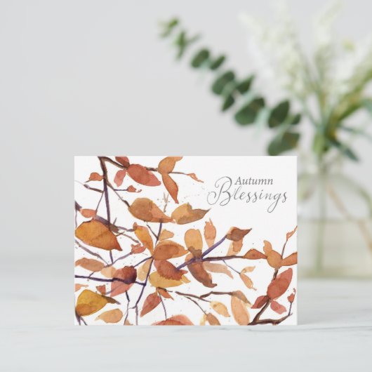 Autumn Blessings Herfst Tree Waterverf Feestdagenkaart (Staand voorkant)