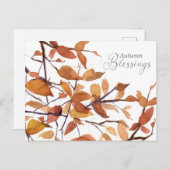 Autumn Blessings Herfst Tree Waterverf Feestdagenkaart (Voorkant / Achterkant)