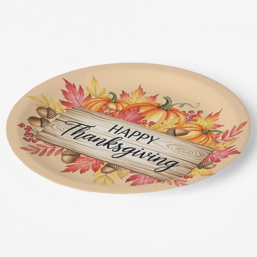Autumn Blessings – Rustic Thanksgiving  Papieren Bordje (Gekanteld)
