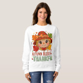 Autumn Blessings Scarecrow Sweatshirt – Cozy Thank (Voorkant volledig)