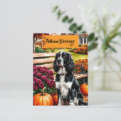 Autumn Blessings Thanksgiving Card with Dog Feestdagenkaart (Staand voorkant)