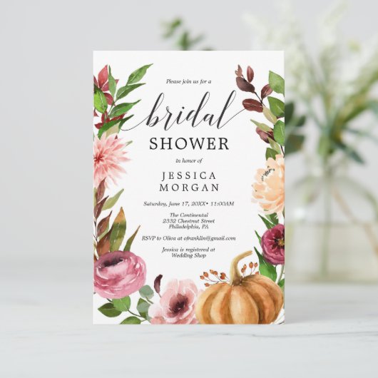 Autumn Bliss Bridal Shower Invitation Kaart (Staand voorkant)
