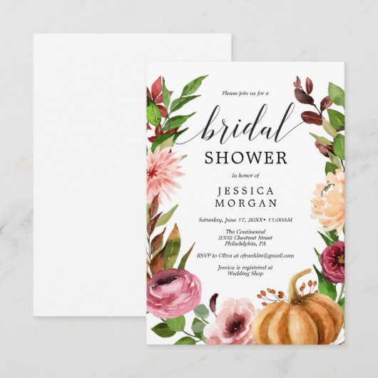 Autumn Bliss Bridal Shower Invitation Kaart (Voorkant / Achterkant)