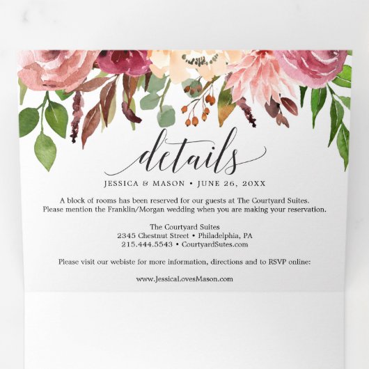 Autumn Bliss bruiloft drievoudige uitnodigingen RS (Binnenzijde eerst)