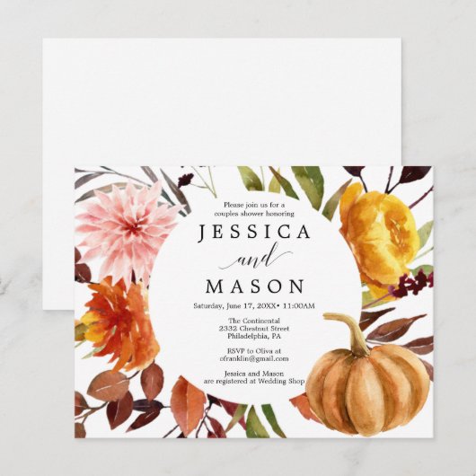 Autumn Bliss Couples Douche Uitnodiging (Voorkant / Achterkant)