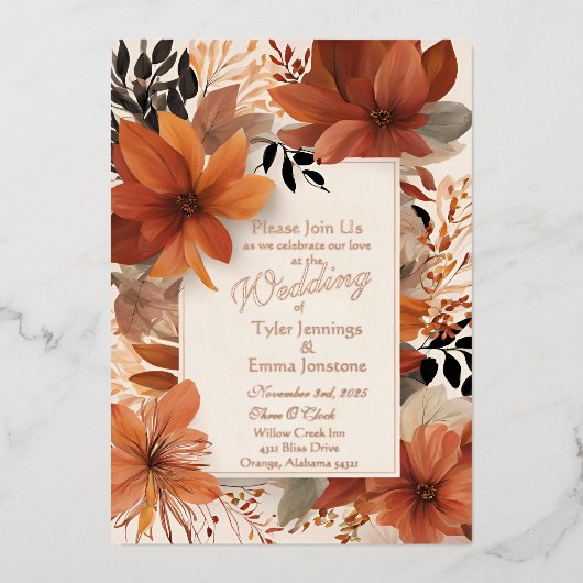 Autumn Bliss Folie Uitnodiging (Voorkant)