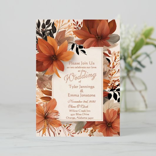 Autumn Bliss Folie Uitnodiging (Staand Voorkant)