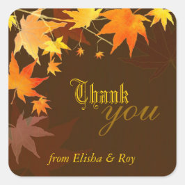 Autumn Bliss Maple Wedding Bedankt Vierkante Sticker