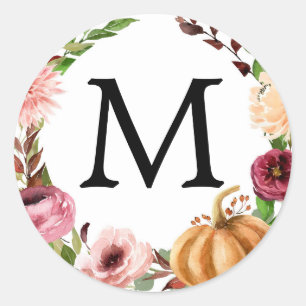 Autumn Bliss Monogram Favors Stickers Rustic