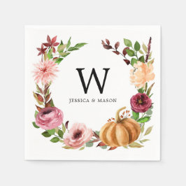 Autumn Bliss Monogram Huwelijkscocktail servetten