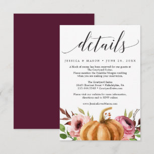 Autumn Bliss Pumpkin Wedding Details Kaart