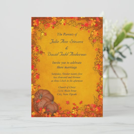 Autumn Bliss Wedding Kaart (Staand voorkant)