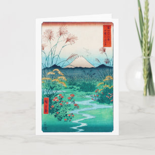 Autumn bloemen en Mt Fuji, Hiroshige, Ukiyo-e Kaart
