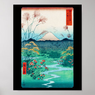 Autumn bloemen en Mt Fuji, Hiroshige, Ukiyo-e Poster