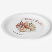 Autumn bloemen, palmleaf terracotta herfst bruilof papieren bordje (Gekanteld)