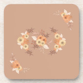 Autumn Bloom – Beige & Orange Floral Art Bier Onderzetter (Voorkant)