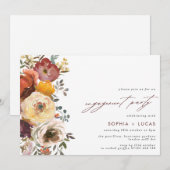 Autumn Bloom Burgundy Flowers Engagement Party Kaart (Voorkant / Achterkant)