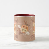 Autumn Bloom – Warm Beige & Orange Floral Art Mok (Midden)