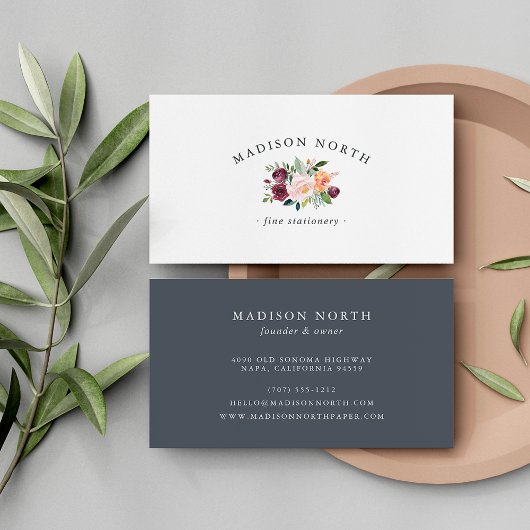 Autumn Bloom | Waterverf Floral Logo Visitekaartje