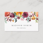 Autumn Bloom | Waterverf Floral Visitekaartje (Voorkant)