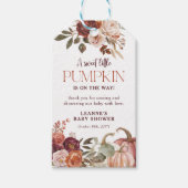Autumn Blooms 'a little pumpkin' Baby Shower Favor Cadeaulabel (Voorkant)
