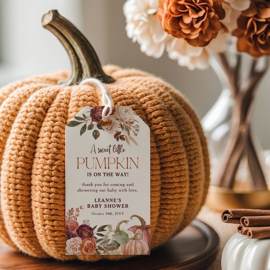 Autumn Blooms 'a little pumpkin' Baby Shower Favor Cadeaulabel