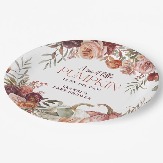 Autumn Blooms 'a little pumpkin' Baby Shower Papieren Bordje (Gekanteld)