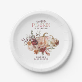 Autumn Blooms 'a little pumpkin' Baby Shower Papieren Bordje