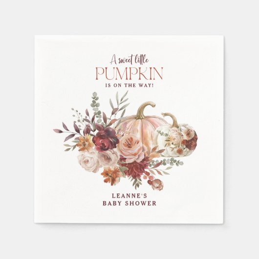 Autumn Blooms 'a little pumpkin' Baby Shower Servet (Voorkant)