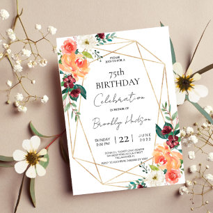 Autumn Blooms en Golden Lijsten Exclusive Birthday Kaart
