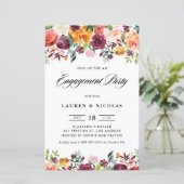Autumn Blooms Garland Engagement Party Invitation (Staand voorkant)