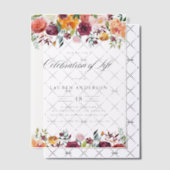 Autumn Blooms Garland Floral Celebration of Life Vellum Uitnodigingen (Offset (Uitnodiging))