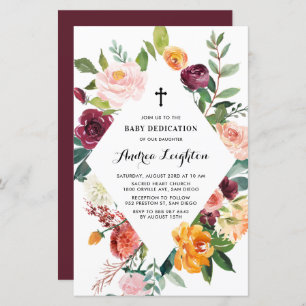 Autumn Blooms Lijst Baby Dedication Invitation