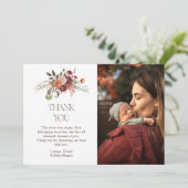 Autumn Blooms Pumpkin Photo Baby Shower Bedankkaart (Staand voorkant)