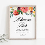Autumn Blooms Vrijgezellenfeest Mimosa Bar Poster<br><div class="desc">Rustige florale mimosa-staafjes met waterverf grasland van bloemen van de ganzenbloem,  van het oranje,  van de bloem en van de rode herfst. Dit herfst floral mimosa bar-bord is perfec voor herfstbruiloften,  vrijgezellenfeesten,  baby showers en soortgelijke gebeurtenissen.</div>