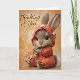 Autumn Blossom Baby Bunny Thinking of You Card Kaart