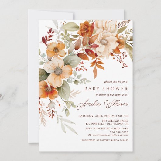 Autumn Blossom Baby shower Uitnodiging (Voorkant)