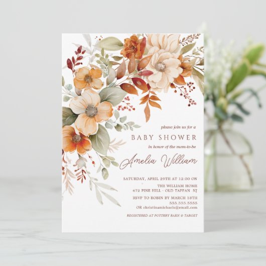 Autumn Blossom Baby shower Uitnodiging (Staand voorkant)