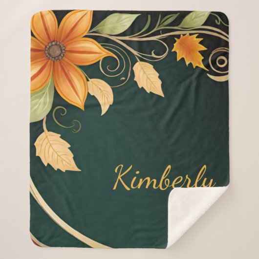 Autumn Blossom Elegance Sherpa Deken (Voorkant)