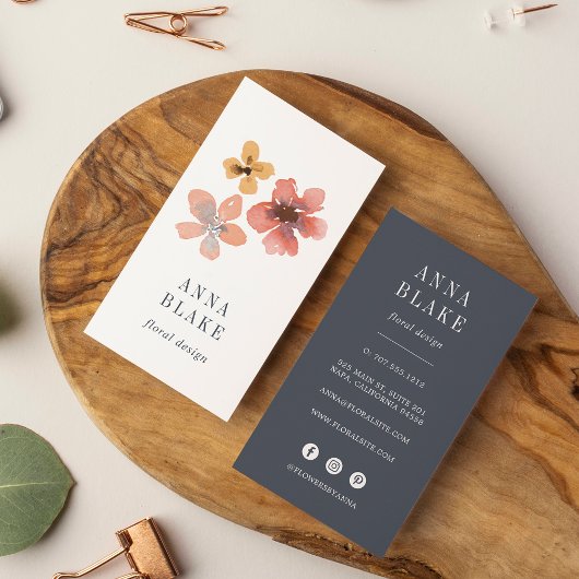 Autumn Blossom | Waterverf — Floral — Verticaal Visitekaartje