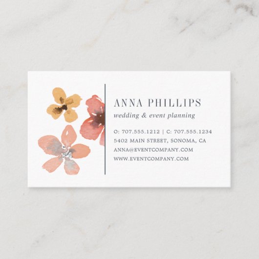 Autumn Blossom | Waterverf Floral Visitekaartje (Voorkant)