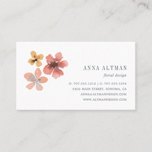 Autumn Blossom | Waterverf Floral Visitekaartje (Voorkant)